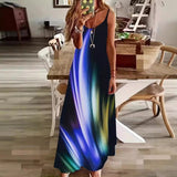 Large-Size Summer Color Sling Dress Sleeveless Creative Loose Waist Digital Print Temperament Dress