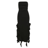 Spring 2025 Fashion Trend Women's New One-Word Shoulder Bra Bag Hips Irregular Dress