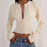 2025 New Retro Long-Sleeved Top Loose Design Sense V-Neck Collar Women's Knitwear Shirt