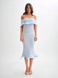 New Women's Fashion Word-To-Shoulder Sexless Sleeveless Plain Knitted Dress