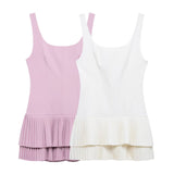 Women's Trouser Dress 2025 Spring-Less Sleeveless Folding Double-Layer Hem Repair Miniskirt