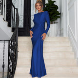 Hot Women's Evening Dress 2025 Summer New Fashion Temperament Dress With A Round-Neck Long-Sleeved Dress