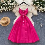 Light Luxury Thousand Gold Wind High-End Sling Dress Women's Summer Folding Waist Thin Design Geese Temperament Dress