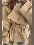 Casual Pure Color Belt Short Jacket 2025 Spring And Autumn New Jacket
