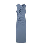 Women's Clothing 2025 Spring New Sleeveless Folding Decorative Fan Flute Dress Dress Dress