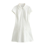 Dress New Collar Short-Sleeved 2025 Shirt Skirt Fashion Spring Fashion Pure Color