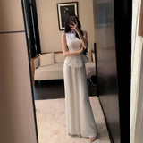 Sleeveless Waistcoat Loaf Side Dress With Wide Leg Pants Fashionable Suit Woman 2025 Summer