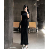 Design-Sense Dress Women's New French Temperament Round-Neck Short-Sleeves Long-Sleeved Baggage Dresses For Women's 2025 Summer