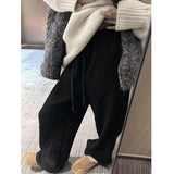 White Vertical Striped High-Waisted Straight Slacks Women's New Autumn Loose-Render Feeling With Thin Broad Legs Long Trousers