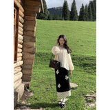 Black Wave Point Splicing Skirt Women's Dress 2025 New High-End Design Feeling Thin Straight-Tender Skirt