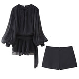 Women's Clothing 2025 New Fashion Waist Irregular Pendulum Dress Shorts Set