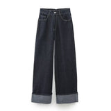2025 Women's Autumn New Collar Denim Jacket Jacket + Curly-Side Trousers Suit