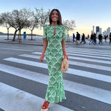 2025 Summer New Women's Temperament Commuting Print Long Dress Loose Apparent Thin Dress