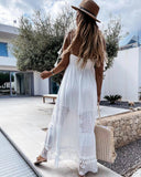 Women's Dress Casual Lace Splicing Sleeveless Long Dress