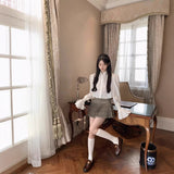 Vintage College Style Wide Waist Design Pressed Hundred Folded Gray Fine Dress Dress New Spring And Summer High-Waist A Word Skirt