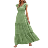Women's Dress 2025 Sha Bohemia V-Neck High-Waisted Printed Holiday Dress Spliced With Broken Floral Dresses