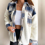 2025 New Collared Leopard Print Plush Stitching Color Warm Long-Sleeved Autumn And Winter Shirt Jacket