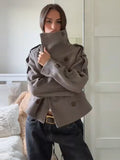 2025 Autumn And Winter Women's Fashion Commuting Collar Collar Buckle Short Coat Woman