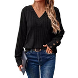 Women's Clothing 2025 Autumn And Winter New Ribs Pit Strip V-Neck Button Long-Sleeved Coat Woman