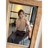 Lazy Wind Sleeveless Vest Shirt Broad Leg Trousers Set Of Women's Spring And Autumn New Temperament Super Good-Looking Two Sets