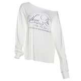 2025 Summer New Women's Street Fashion Letter Print Slanted Shoulder Short-Sleeved Loose T-Shirt Top