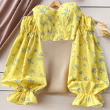T-Shirt Temperament Heart Heart Heart Letter Short Small Sweet Design Heart Shoulder Broken Flowers Chest Long Sleeve Shirt A Hot Girl
