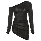 Fashion 2025 Autumn New Women's Hottie Pure Desire Design Thin Perspective Irregular Waist Repair Body