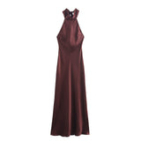 Autumn 2025 New Dress Women's High-End Bare Back Hanging Neck French Elegance