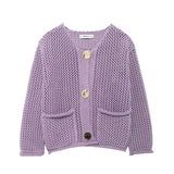 Autumn/Winter 2025 New Women's Solid-Color Casual Fashion Coarse Knit Long-Sleeved Sweater Cardigan Jacket