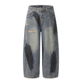 Bing Blade Splicing Deconstruction Hole Painting To Make Old Jeans Loose Hedging Men And Women With The Same Drag Trousers Ins