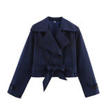 Fashion Tie With Long-Sleeved Wind Coat Jacket 2025 New Products In The Spring And Autumn