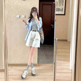 White High-Waisted Broad-Legged Denim Shorts Women's Summer Narrow Version Of Small Straight-Tipped Trousers To Make Old Thin Five-Point Pants