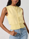 Summer New Knitted Top Women's Sexy Sleeveless Outer Button Vest Vest