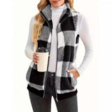 Women's Vest 2025 New Lattice Plush Shirt Vest Collar Sleeveless Women's Coat