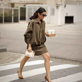 Women's 2025 Spring New Fashion Pilot Bat Sleeve Zipper Jacket T-Shirt
