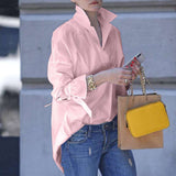 Wish Burst Spring And Summer Lady Long-Sleeved Shirt Women's Street Fashion Loose Solid Color Large-Size Shirt