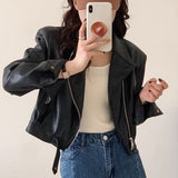 Spring And Autumn 2025 This Year's Popular Short Leather Coat Clip Locomotive Jacket Design PU Leather Jacket Woman