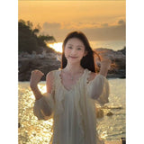 French Niche Design Feels The Shoulder Dress Summer Seaside Holiday Wind Beautiful Long Dress