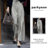 High-Waisted Casual Suit Trousers Women 2025 Summer New Scycter Trousers Gray Thin Straight Legs Nine Trousers