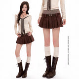 100-Fold Skirt Short Skirt Woman 2025 New High-Rise Students With Half-Dress Small A-Character Skirt College Style Half Skirt