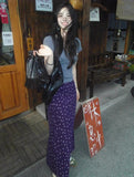 Purple High-Waisted Floral Half-Dress Woman's Summer Thin Loose A-Shaped Skirt Loose One-Step Bag-And-Swum Long Skirt