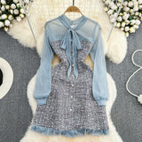 Elegant Lady Little Fragrant Temperament Fluttering Lead To The Acceptance Of Waist Thin A Word Lotus Leaf Side Coarse Dress Autumn