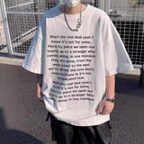 Summer High Street Loose Letter Print Short-Sleeved T-Shirt Man Hip-Hop Pure Cotton Half-Sleeved Top