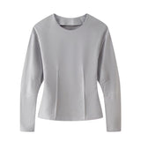 Multi-Color Double-Sided Cloth Body Round-Neck Long-Sleeved Head-Dressed Tight High-Waisted Straight Trousers Casual Suit Woman