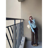 Millard Small Brown Curry Jeans Women Autumn High Waist Broad Leg Feeling Loose Straight Narrow Plate Drag Pants