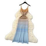 Hanging Knitted Dress Woman 2025 Summer Korean Chic Retro Gradient Wavy Dress