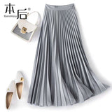 Elegant Organ Folding Long High-Waisted 100-Fold Skirt Over The Knee-Length Women's 2025 Thin Commuting