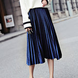 Velvet Hundred Folded Skirt Female Students 2025 Spring And Autumn New Korean Version Of High-Rise Half-Dress Mid-Long Long Skirts Appear High