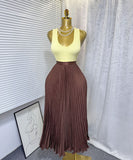 Classic Fashion Folding Wave Half-Dress French Sweet High-Waisted A-Shaped Skirt Mid-Long Folds Skirt
