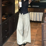 Korean Sexy Babes POLO Necked Striped Slings With Casual Trousers Two-Piece Suit Ins